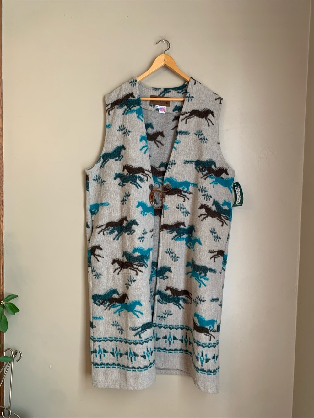 NWT Bear Ridge Outfitters Women's Fleece Long Vest Sz 2x Southwestern Horse USA